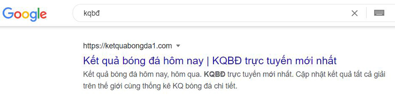 Tìm ketquabongda1.com kiếm trên google